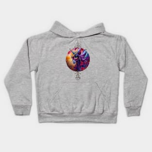 Wonderful colorful unicorn with flowers Kids Hoodie